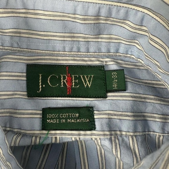 J Crew Vintage Oarsman Tag Shirt Mens 14.5 33 Small Blue Striped Elevated Basics - Picture 3 of 7